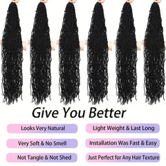 6packs 91 Locs Crochet Curly Braids Hair Extensions For Women