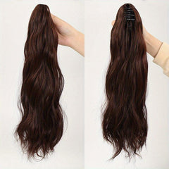 Long Curly Wavy Ponytail Extensions Synthetic Clip In Hair Natural Look