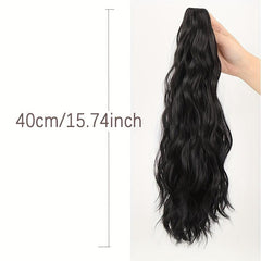 Long Curly Wavy Ponytail Extensions Synthetic Clip In Hair Natural Look