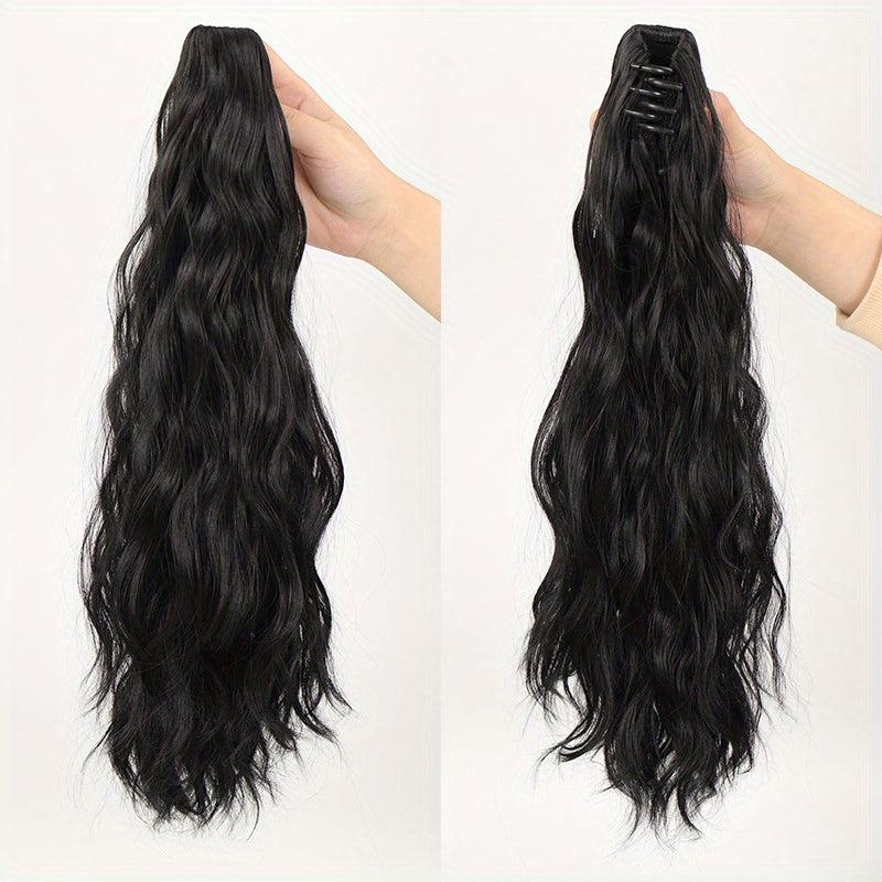 Long Curly Wavy Ponytail Extensions Synthetic Clip In Hair Natural Look