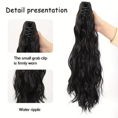 Long Curly Wavy Ponytail Extensions Synthetic Clip In Hair Natural Look
