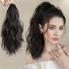 Long Curly Wavy Ponytail Extensions Synthetic Clip In Hair Natural Look