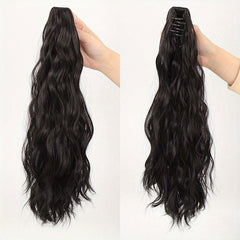 Long Curly Wavy Ponytail Extensions Synthetic Clip In Hair Natural Look
