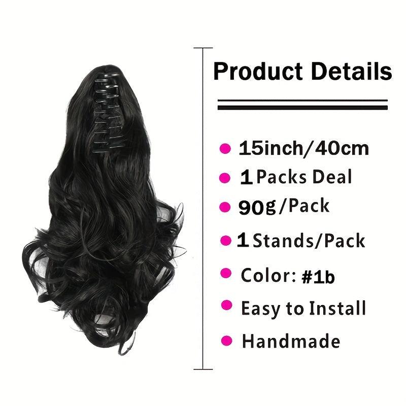 35 56 Cm Natural Curly Wavy Ponytail Extensions Fluffy Claw Clip In Ponytail