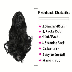 35 56 Cm Natural Curly Wavy Ponytail Extensions Fluffy Claw Clip In Ponytail