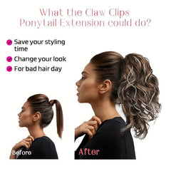 35 56 Cm Natural Curly Wavy Ponytail Extensions Fluffy Claw Clip In Ponytail