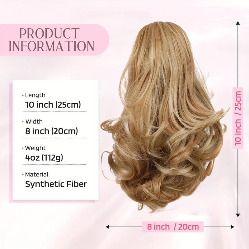 Messy Fluffy Claw Clip Ponytail Extensions Wavy Curly Thick Hair