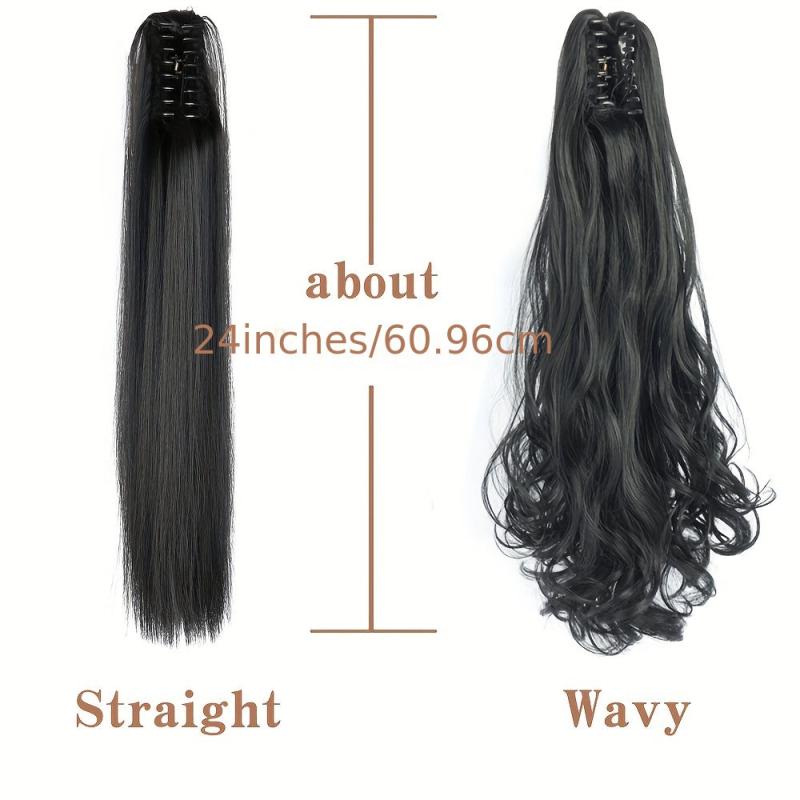 Long Straight Claw Ponytail Synthetic Clip In Hair Extension for Women 60