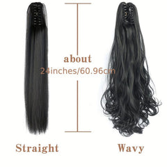 Long Straight Claw Ponytail Synthetic Clip In Hair Extension for Women 60