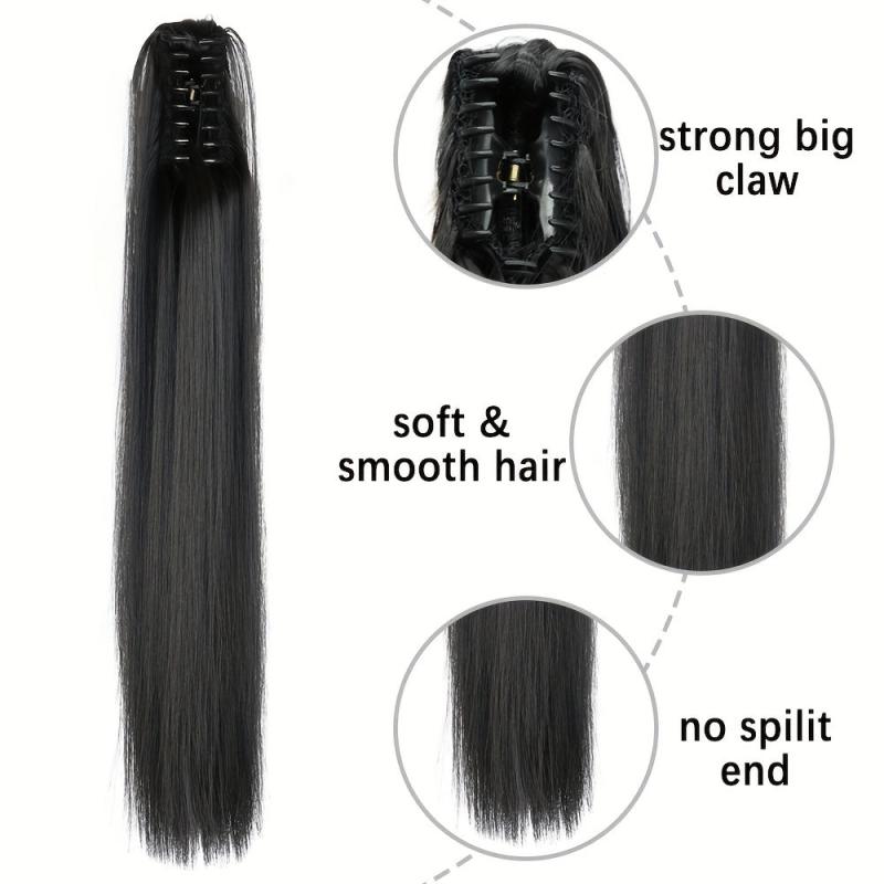 Long Straight Claw Ponytail Synthetic Clip In Hair Extension for Women 60