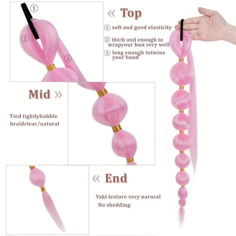 Bubble Ponytail with Elastic Hair Rope for Daily Use Parties Cosplay
