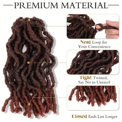 Pre Looped Short Wavy Soft Locs Ombre Reddish Brown Crochet Dreads Braiding