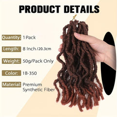 Pre Looped Short Wavy Soft Locs Ombre Reddish Brown Crochet Dreads Braiding
