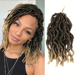 Pre Looped Short Wavy Soft Locs Ombre Reddish Brown Crochet Dreads Braiding