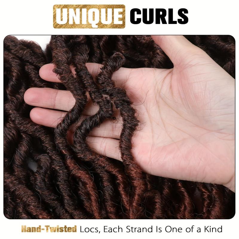 Pre Looped Short Wavy Soft Locs Ombre Reddish Brown Crochet Dreads Braiding