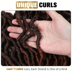 Pre Looped Short Wavy Soft Locs Ombre Reddish Brown Crochet Dreads Braiding