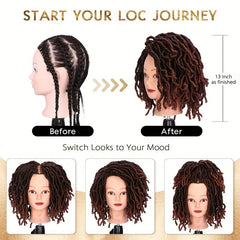 Pre Looped Short Wavy Soft Locs Ombre Reddish Brown Crochet Dreads Braiding