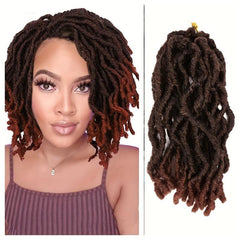 Pre Looped Short Wavy Soft Locs Ombre Reddish Brown Crochet Dreads Braiding