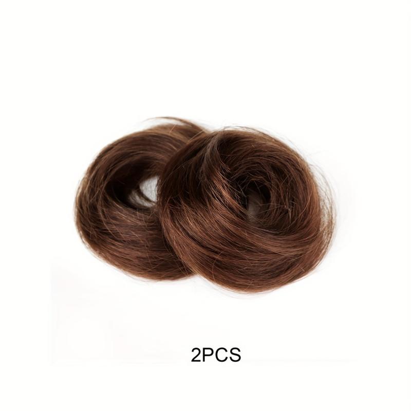 Eloral 100 Brazilian Human Hair Straight Bun Hair Piece Chignon Extensions 2pcs