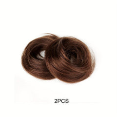 Eloral 100 Brazilian Human Hair Straight Bun Hair Piece Chignon Extensions 2pcs