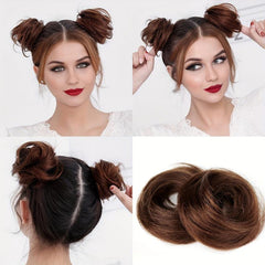 Eloral 100 Brazilian Human Hair Straight Bun Hair Piece Chignon Extensions 2pcs