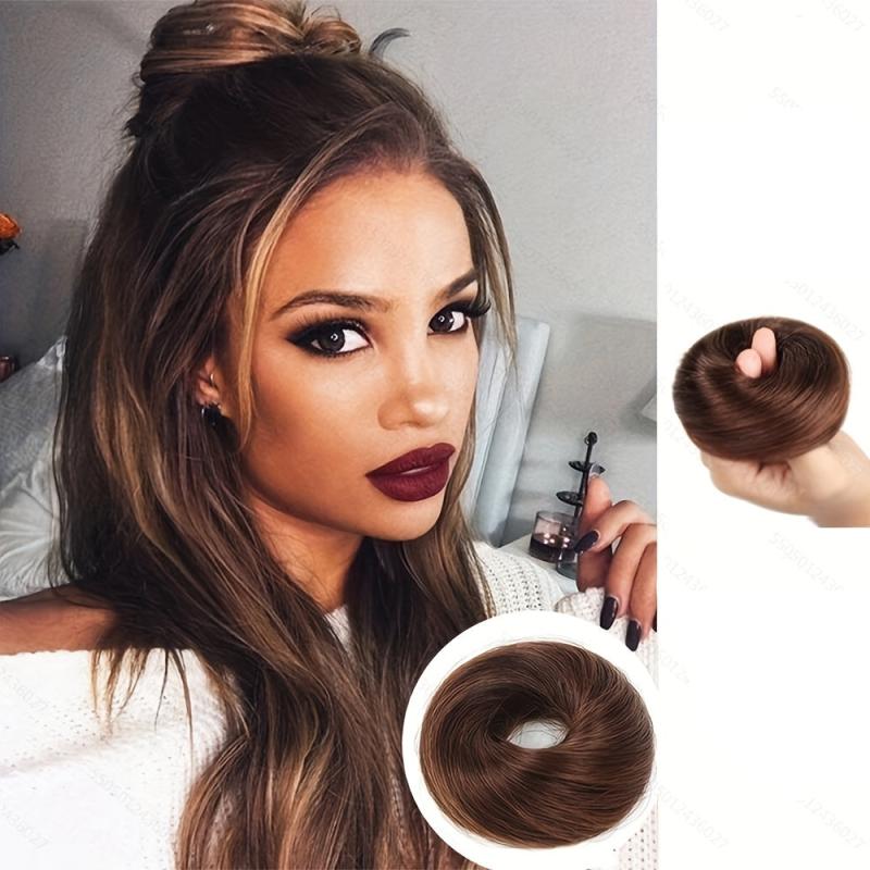 Eloral 100 Brazilian Human Hair Straight Bun Hair Piece Chignon Extensions 2pcs