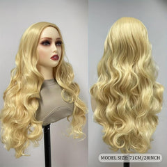Long Curly Wavy Wig With Bangs Heat Resistant Costume Wig