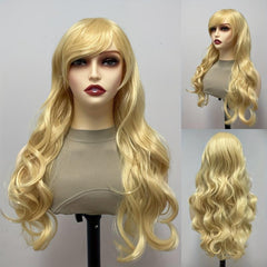 Long Curly Wavy Wig With Bangs Heat Resistant Costume Wig