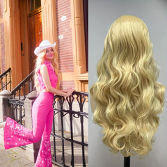 Long Curly Wavy Wig With Bangs Heat Resistant Costume Wig