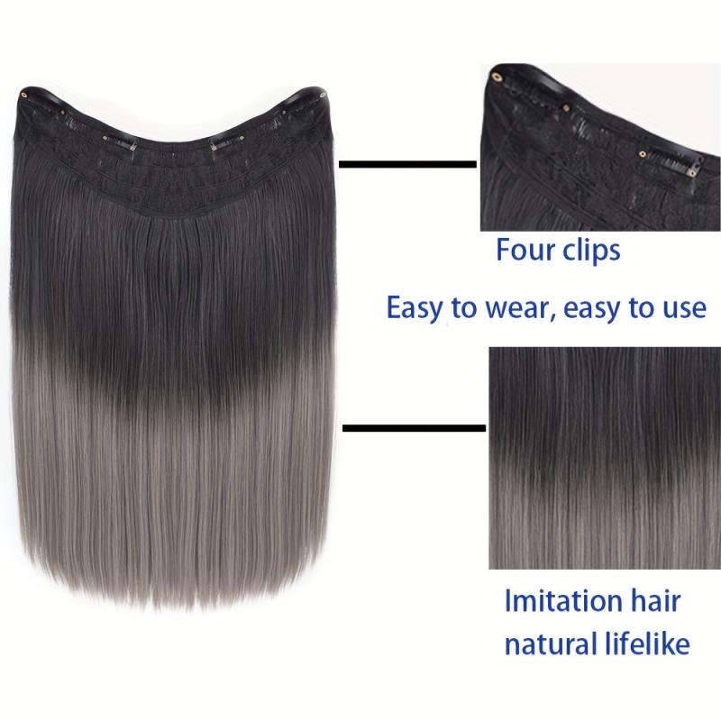 Long Straight Hair Clips In Hairpiece Gradient Wigs