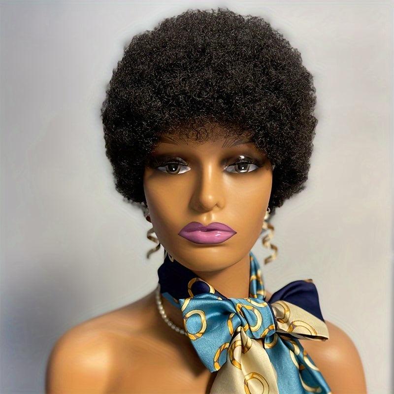Short Kinky Afro Curly Human Hair Wigs