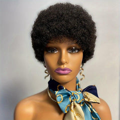 Short Kinky Afro Curly Human Hair Wigs