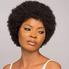 Short Kinky Afro Curly Human Hair Wigs