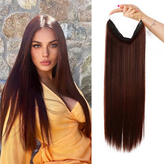 Invisible Wire Hair Extensions Removable Secure Clips Straight Hairpiece