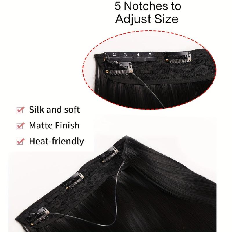 Invisible Wire Hair Extensions Removable Secure Clips Straight Hairpiece