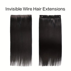Invisible Wire Hair Extensions Removable Secure Clips Straight Hairpiece