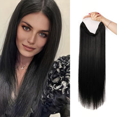 Invisible Wire Hair Extensions Removable Secure Clips Straight Hairpiece