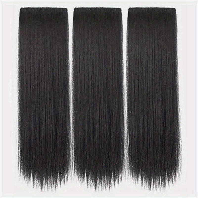 BRAID Thick Long Straight 3PCS Clip In Hair Extensions 50.8cm Pack of 3