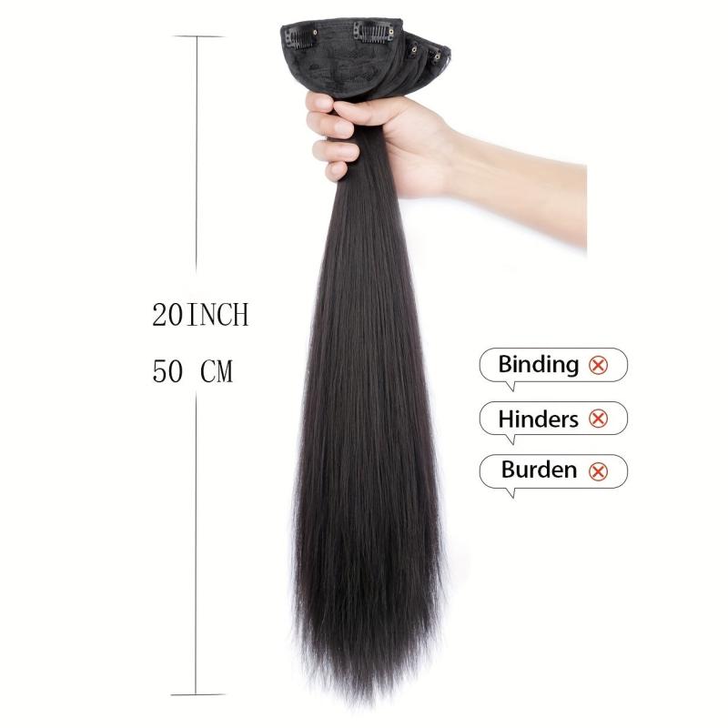 BRAID Thick Long Straight 3PCS Clip In Hair Extensions 50.8cm Pack of 3