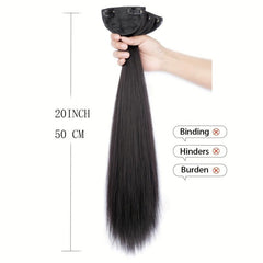 BRAID Thick Long Straight 3PCS Clip In Hair Extensions 50.8cm Pack of 3