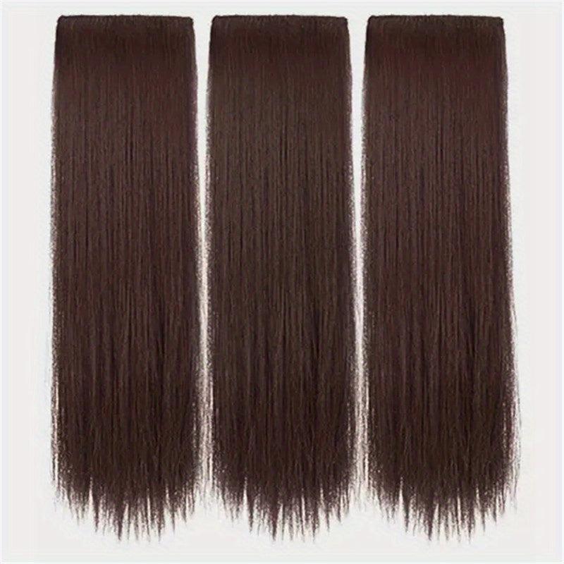 BRAID Thick Long Straight 3PCS Clip In Hair Extensions 50.8cm Pack of 3