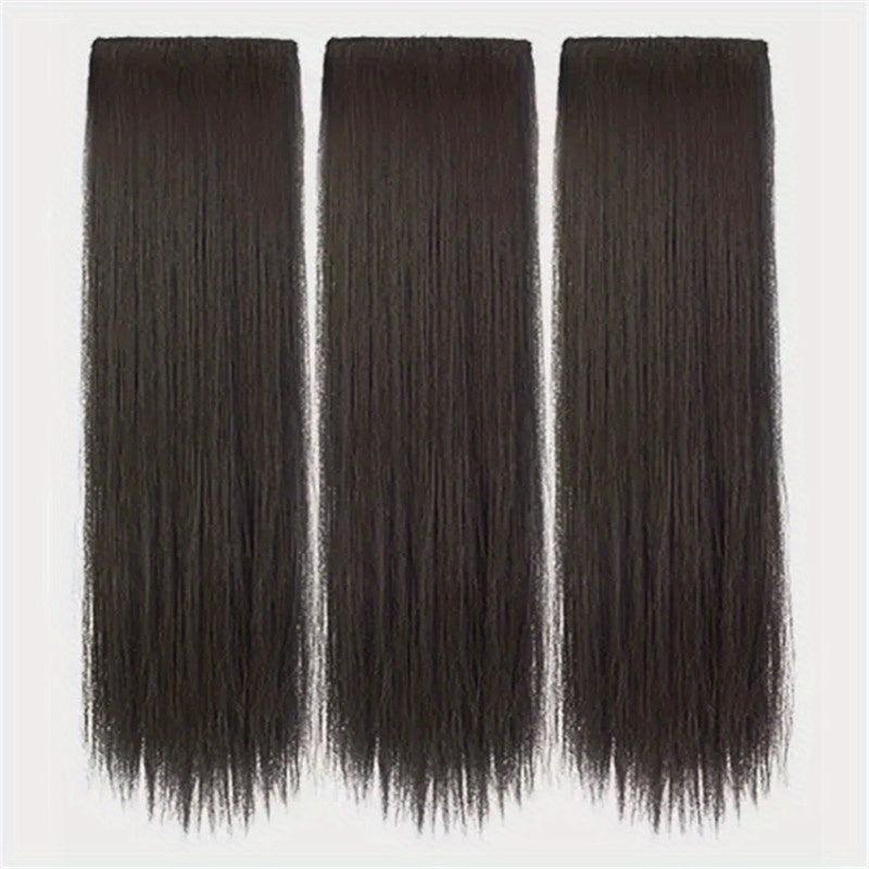 BRAID Thick Long Straight 3PCS Clip In Hair Extensions 50.8cm Pack of 3