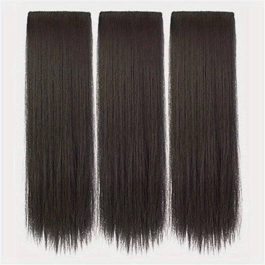 BRAID Thick Long Straight 3PCS Clip In Hair Extensions 50.8cm Pack of 3