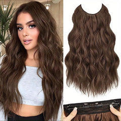 Natural Invisible Wire Hair Extensions 50 cm Long Wavy Synthetic Hairpiece