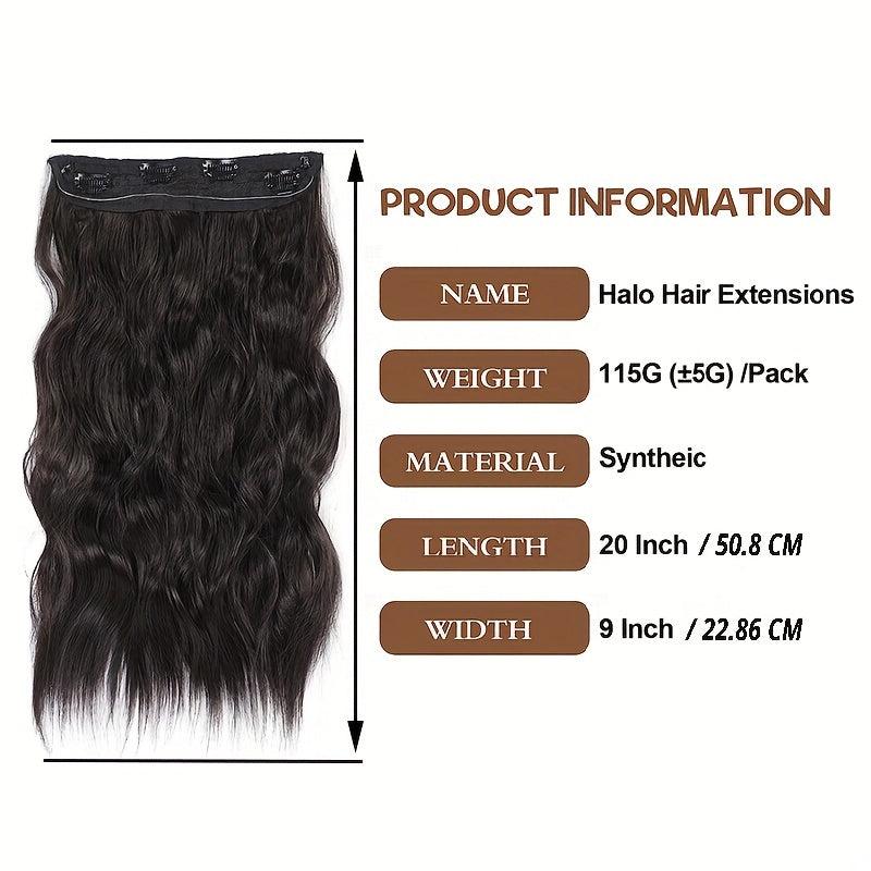Natural Invisible Wire Hair Extensions 50 cm Long Wavy Synthetic Hairpiece