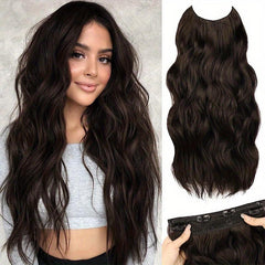 Natural Invisible Wire Hair Extensions 50 cm Long Wavy Synthetic Hairpiece