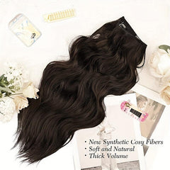 Natural Invisible Wire Hair Extensions 50 cm Long Wavy Synthetic Hairpiece