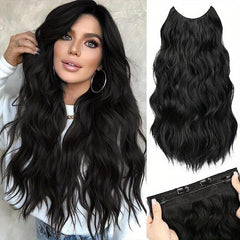 Natural Invisible Wire Hair Extensions 50 cm Long Wavy Synthetic Hairpiece