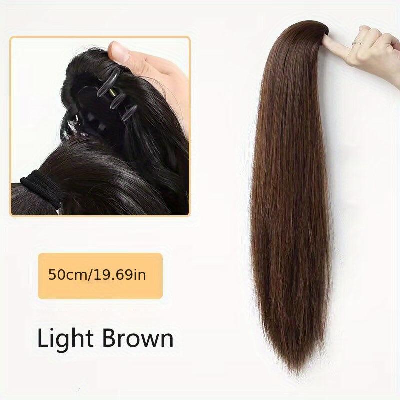 Long Straight Claw Ponytail Clip In Hair Extensions Natural Look