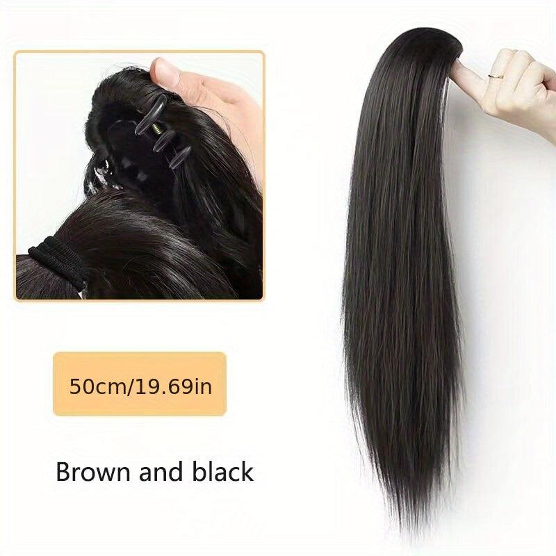 Long Straight Claw Ponytail Clip In Hair Extensions Natural Look